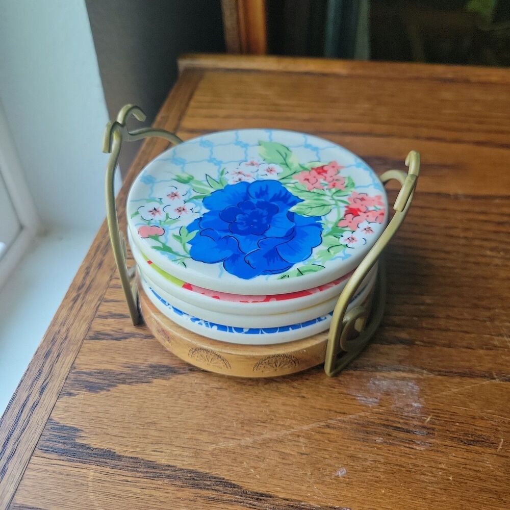 The Pioneer Woman Floral Medley Stoneware Coasters & Holder 5-Piece Set Retired!